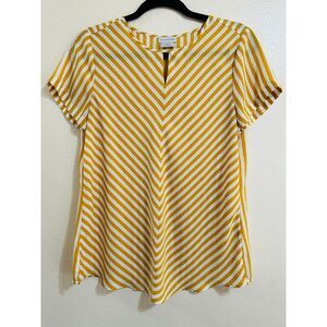 Van Heusen Women's Keyhole Cap Sleeve Chevron Striped Blouse Size S